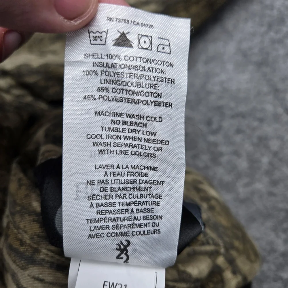 Browning Camo Jacket Coat Men's Size Small Hunting Reversible Gorpcore Mossy Oak